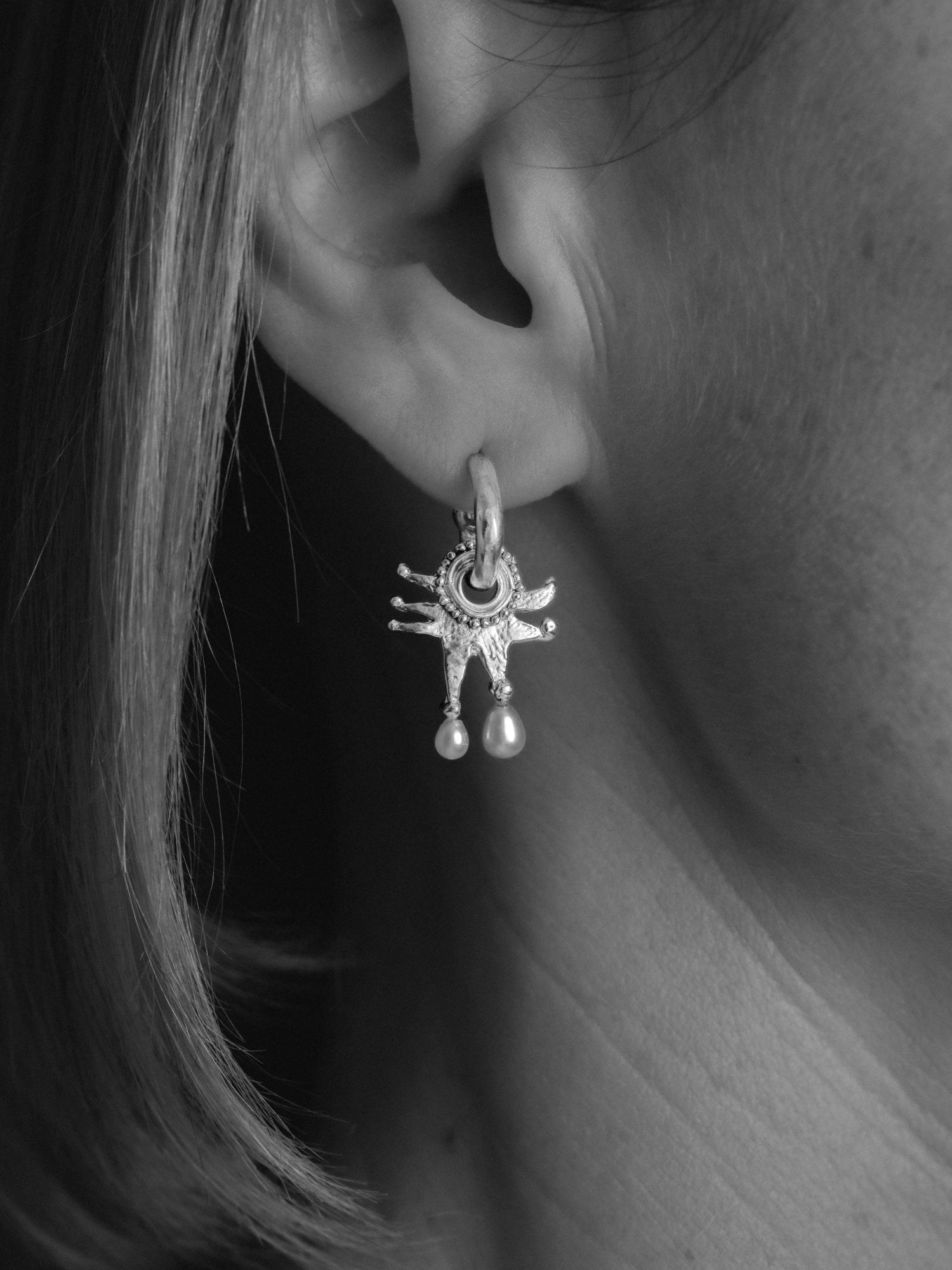 The Pearly Moon Clown Costume Hoops - Silver