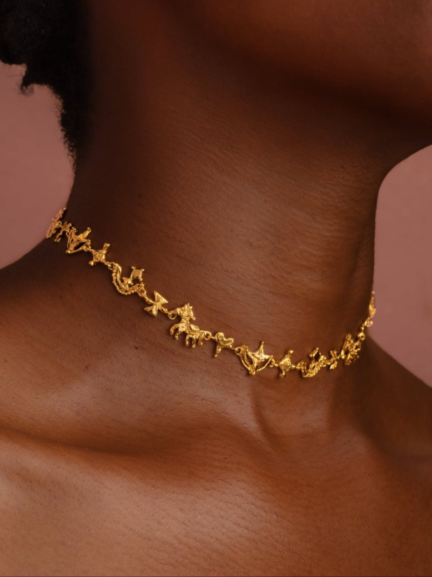 The Love In Triangles Choker 24k Gold Plated Charms Bloomsbury